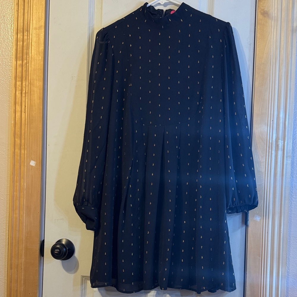 Catherine Malandrino Black Dress with Gold Accents
